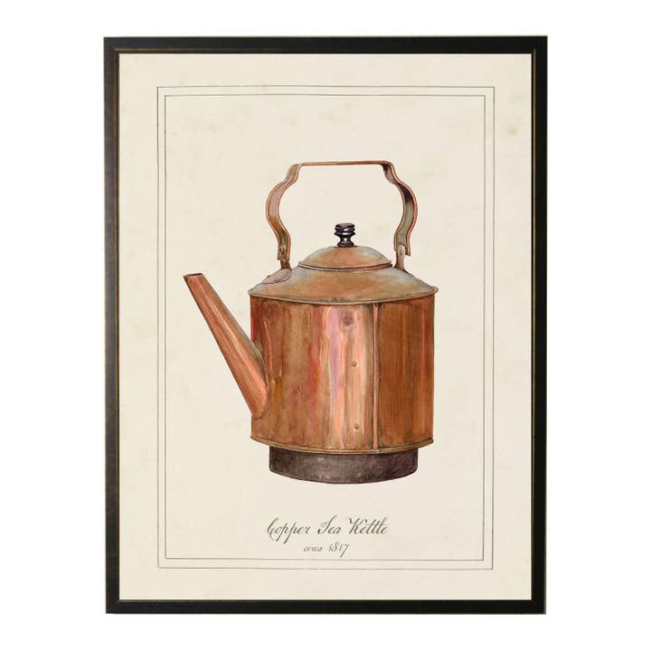 Watercolor copper tea kettle m painting for wholesale by Antique Curiosities Inc