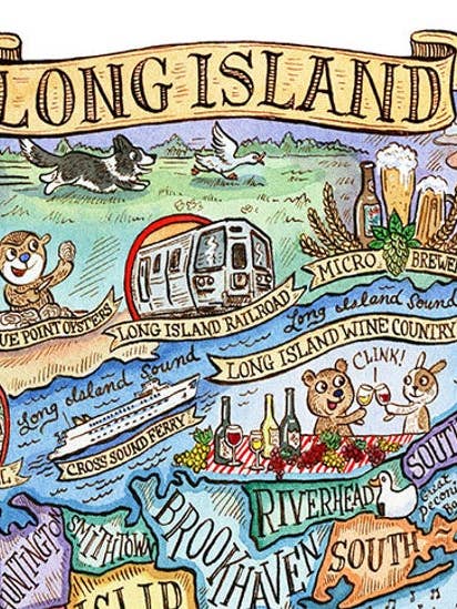 11"x14" Long Island NY for wholesale by SepiaLepus Illustration