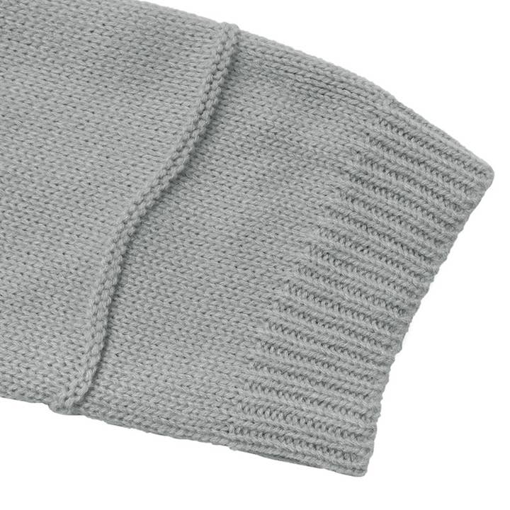 GREY Casual style loose V-neck solid color sweater for wholesale on Faire8