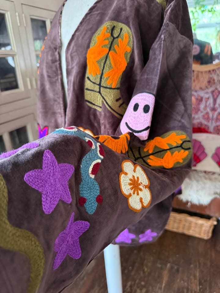 ToutVintage - Wholesale Jacket - Women's - Velvet embroidery Ella jacket brown3