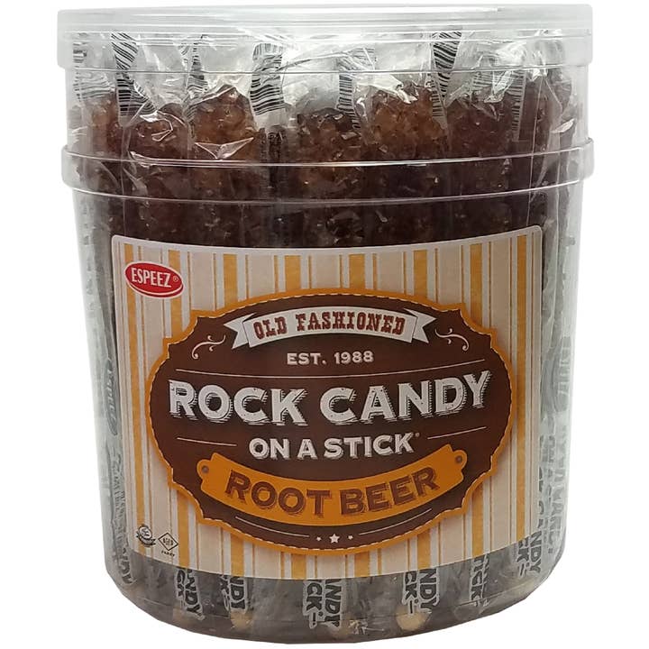 Rock Candy On A Stick - Root Beer - 36 Ct. Tub for wholesale by Candy Barn Express