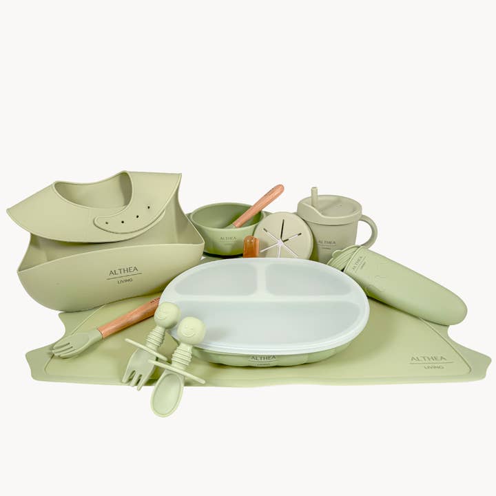 Althea Living - Venta al por mayor Conjunto de cubiertos - Niños y bebés - Vajilla de silicona orgánica - 15 piezas