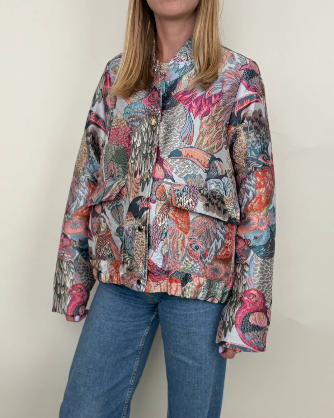 KZELL PARIS - Wholesale Jas - Dames - Jas met metallic jacquardmotief van vogels1