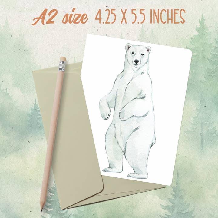 Handmade standing polar bear greeting card for wholesale by Soul Familiar