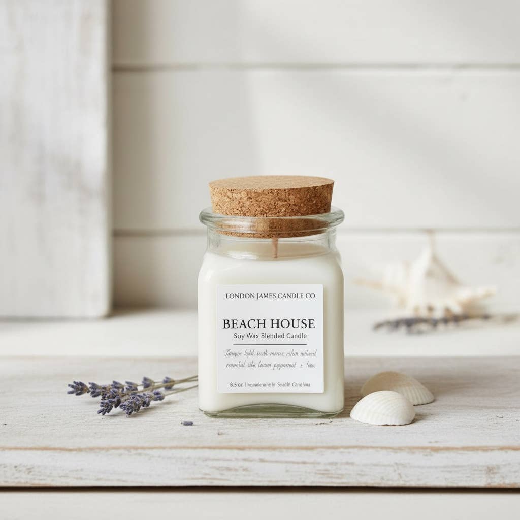 London James Candle Co - Vente Bougie en bocal - Bocaux de bougies en soja apothicaire de 8 oz, parfum plage