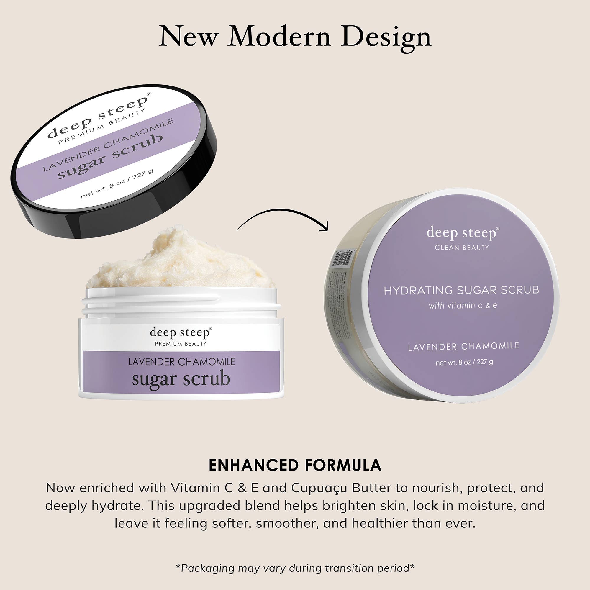 Deep Steep Clean Beauty - Wholesale Body Scrub/Exfoliant - Sugar Scrub - Lavender Chamomile 8oz1