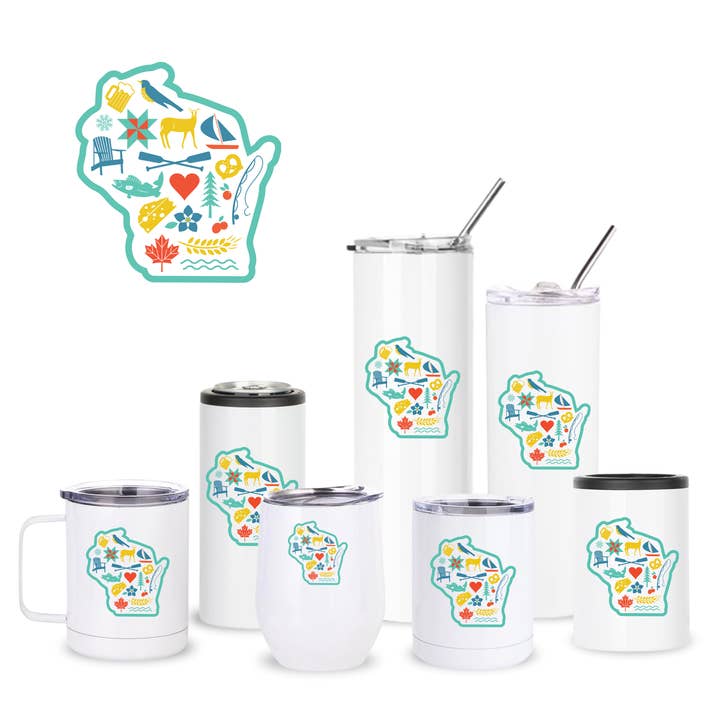 WI Love State Gobelets Isolés pour la vente par Creative Compass