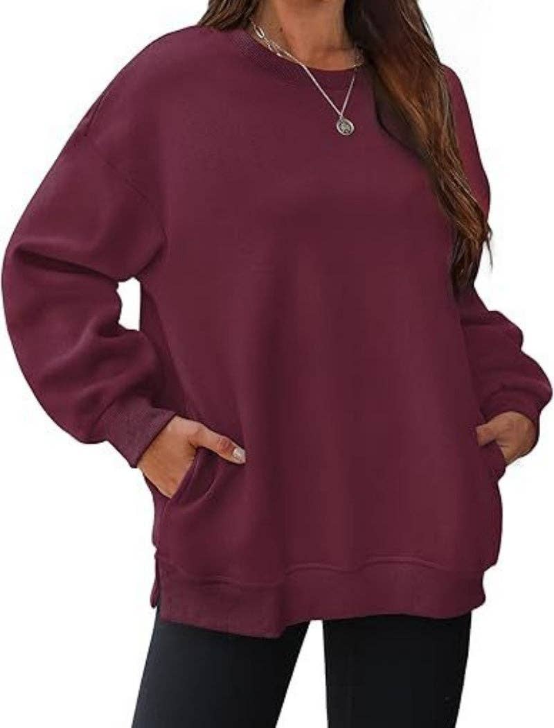 safistyle - Wholesale Sweatshirt - Women's - Oversized Long Sleeve Top with Pockets4