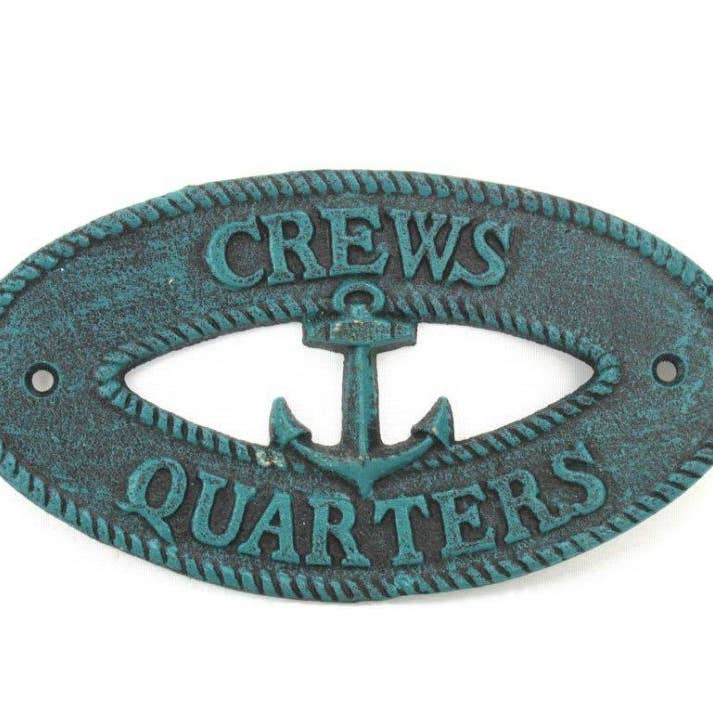 Quarti dell'equipaggio in ghisa blu marino con cartello di ancoraggio 20,3 cm per la vendita all'ingrosso da parte di Hampton Nautical