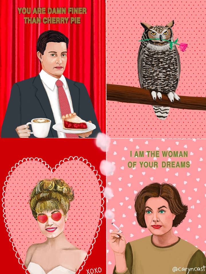 Juego de tarjetas de San Valentín de Twin Peaks para venta al por mayor de Caryn Cast Art