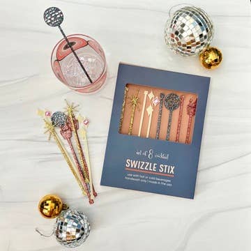 Mod Lounge Paper Company - Wholesale Drink Stirrer - Champagne Glitter Acrylic Beverage Mixing Swizzle Stix