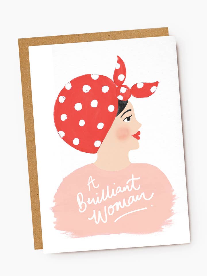 A Brilliant Woman Retro Illustrated Woman Card for wholesale by Jade Fisher