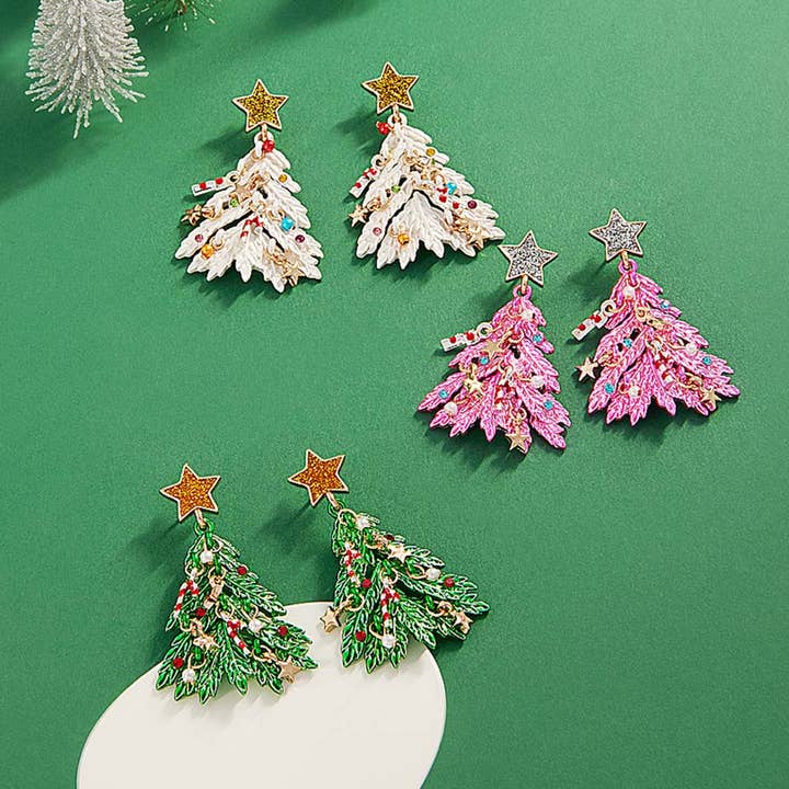 Wona Trading, Inc. - Wholesale Dangle Earrings - Christmas Tree Dangle Earrings