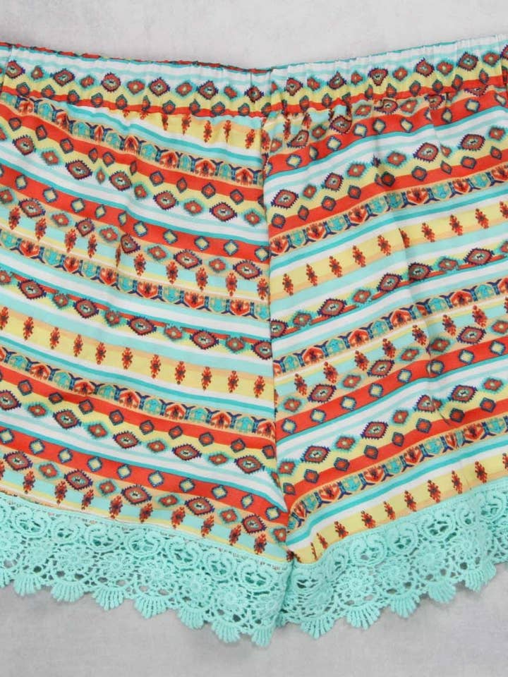 Aztek shorts with dtm pom pom bottom (P337) for wholesale by P.S Kate