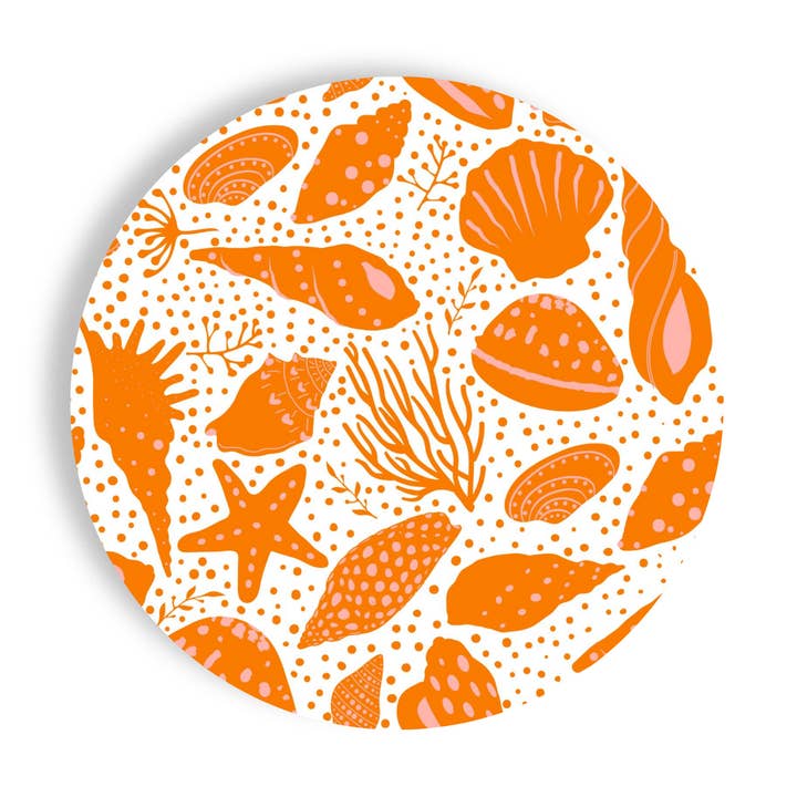 Orange Shells 24ct 7" Paper Plates– App/Dessert Separates for wholesale by Fabuplates