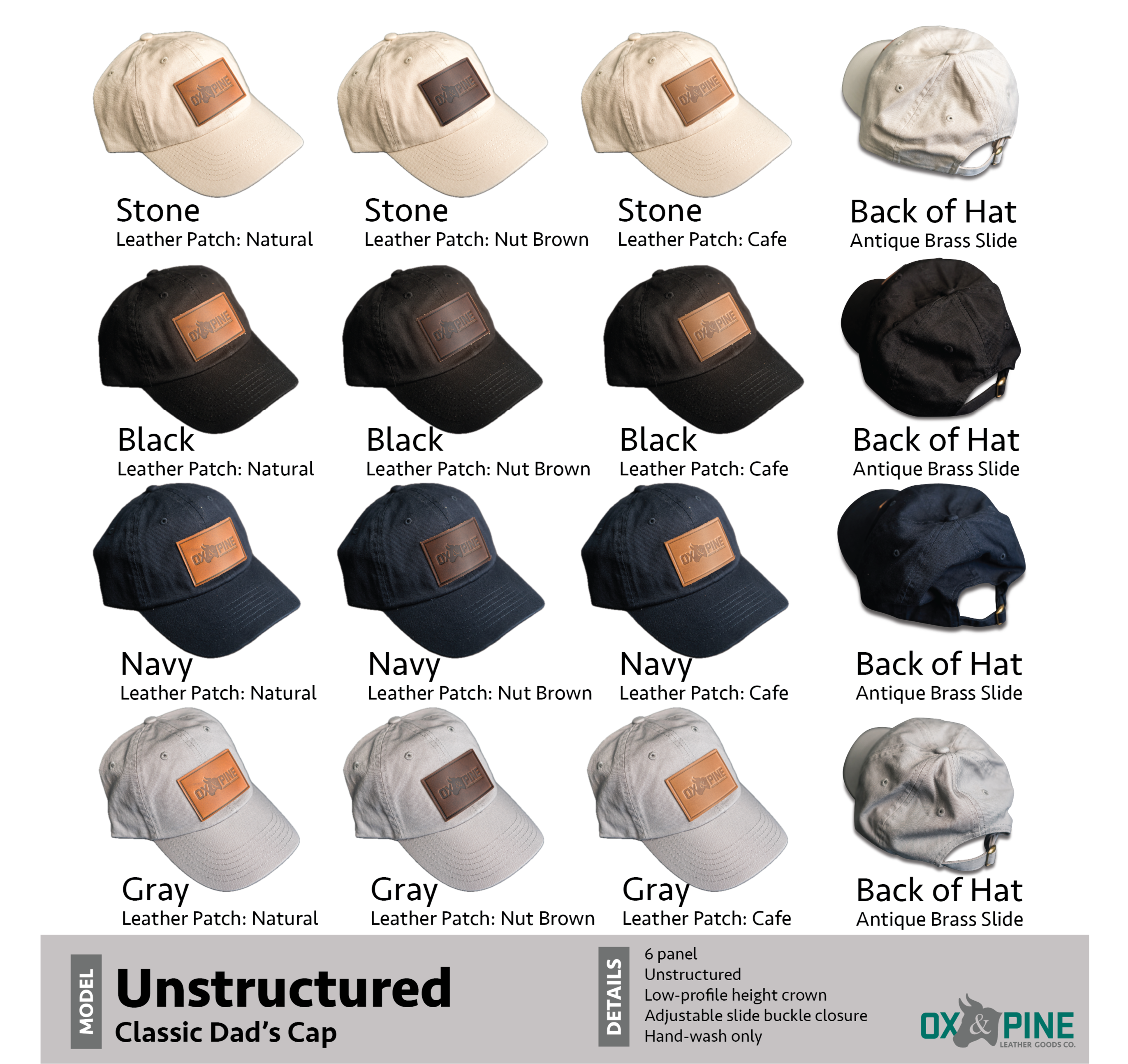 Ox & Pine - Wholesale Trucker Hat - Unisex - Leather Patch Unstructured Style Hat - PNW Stamp11