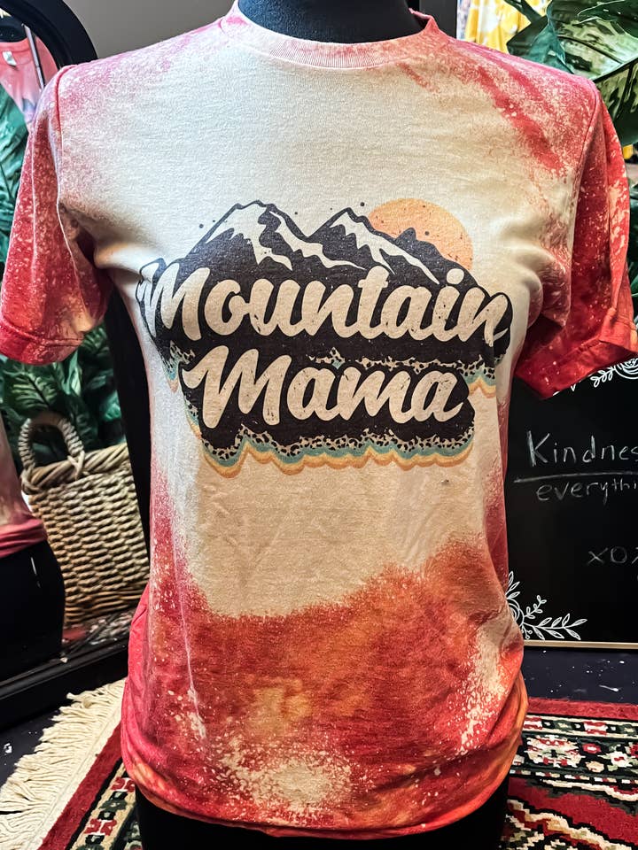 Mountain Mama Bleached Tee for wholesale by MM Custom Apparel