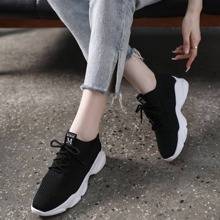 Calseosvic - Vendita all'ingrosso Sneakers sportive - Donna - Scarpe sportive traspiranti super morbide per donna 1963 nere1