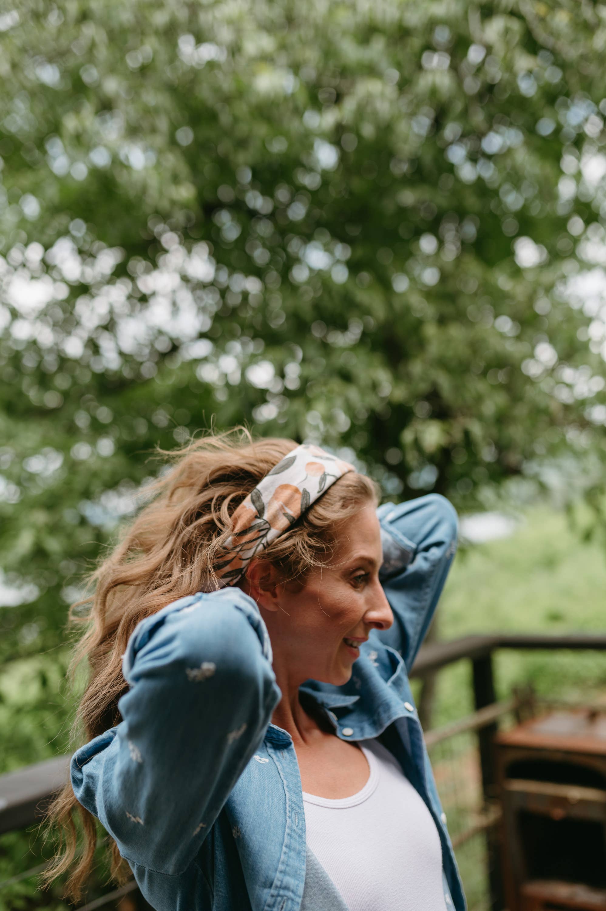 Flowerie – wholesale Bandana – Women's – Flutterby Bandana | Bloom Field - Blue Floral4