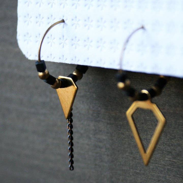 Small Hoop Earrings, Asymmetric Earrings, Beaded Earrings for wholesale by NEA