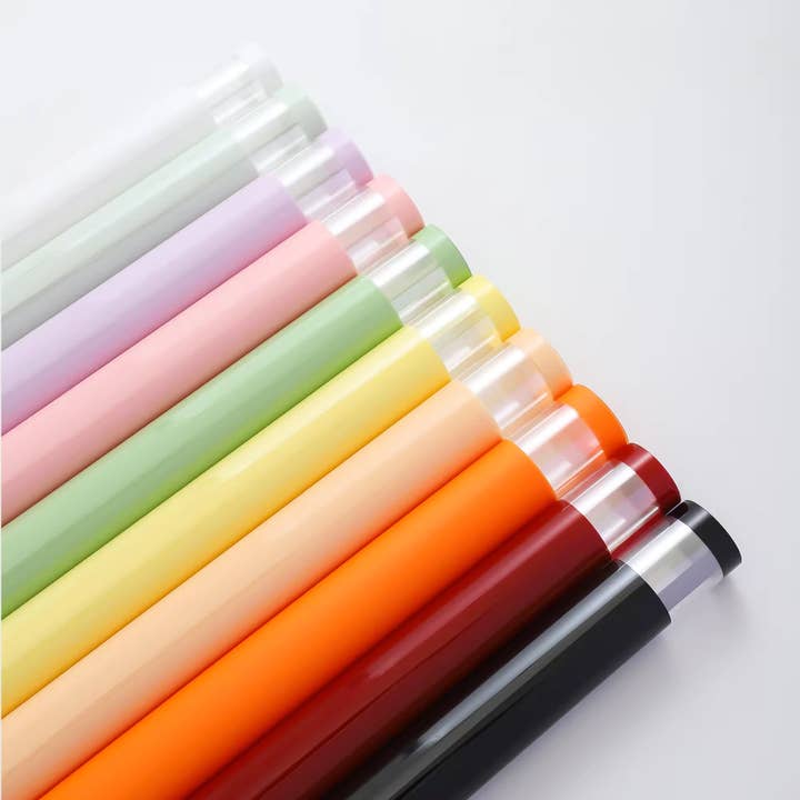 Solid Color & Transparent Border Flower Wrapping Paper (20pcs/bag) for wholesale by Elegant Design Supply