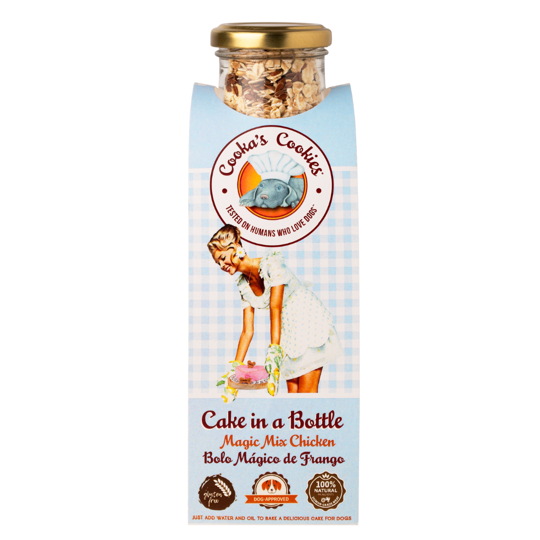 Belpharmed bv: Cooka's Cookies & Sensidog - Vente Friandises – chien - Gâteau en bouteille - Mélange à gâteau au poulet ou aux crevettes pour chiens2