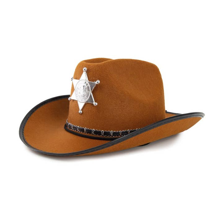 CAPPELLO COWBOY SCERIFFO MARRONE per la vendita all'ingrosso da parte di Party Pro