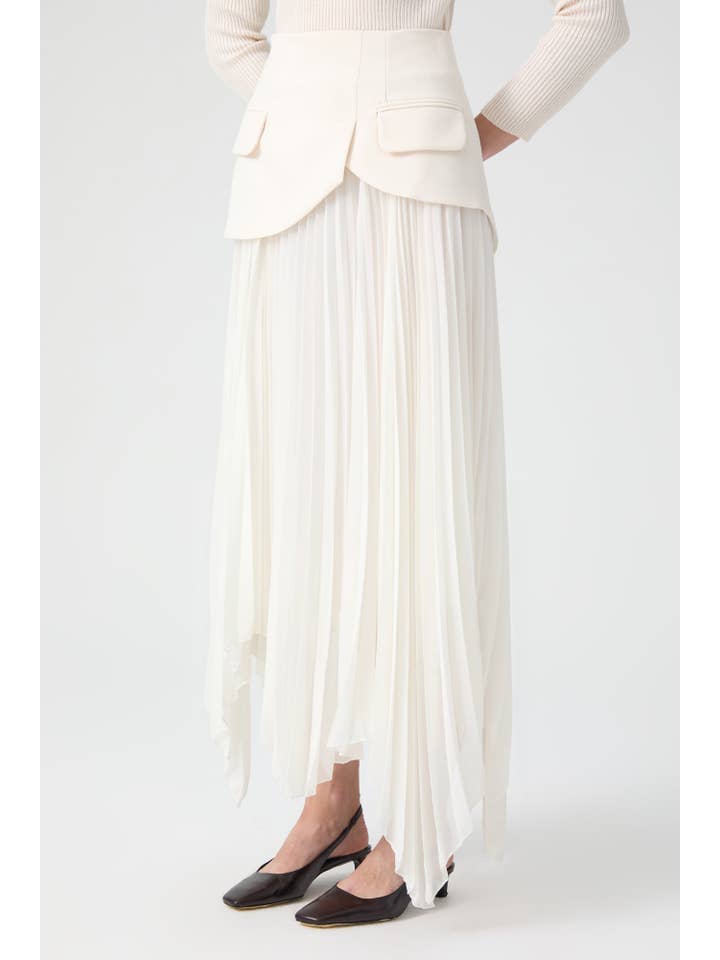 Ecru POCKET FLAP DETAIL PLEATED SKIRT for wholesale on Faire