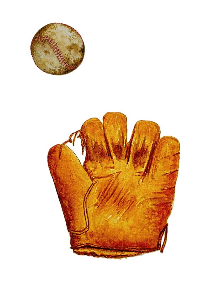 Impression d'époque des années 1920 de baseball et gant pour la vente par Michael Vigliotti