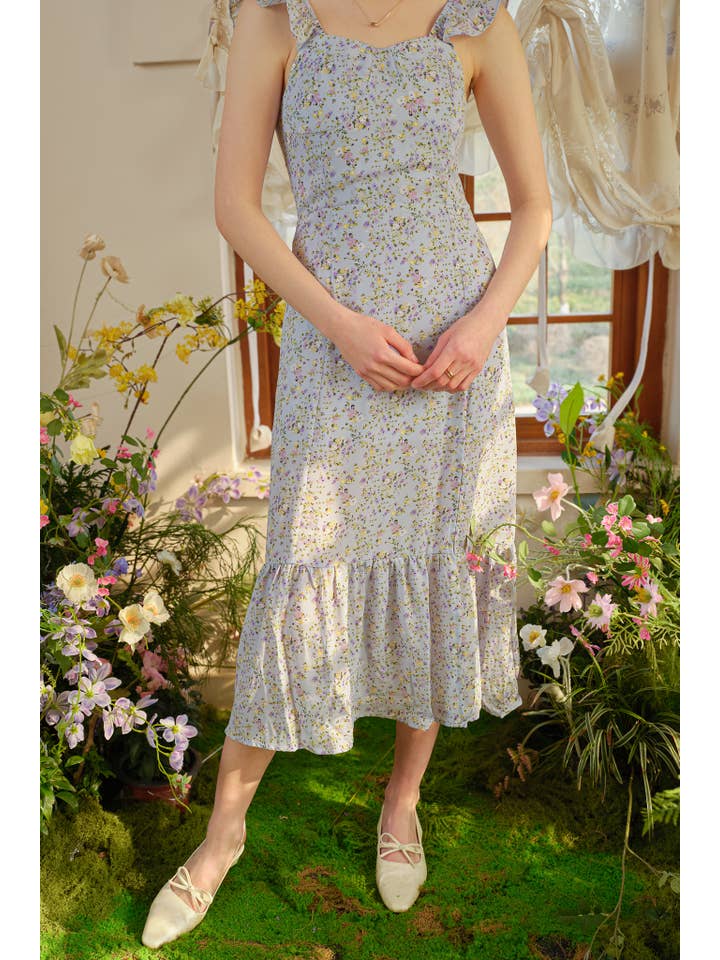 ROSIE POSIE - Wholesale Dress - Women's - RP2395 - Blue Blossom Print Long Dress10