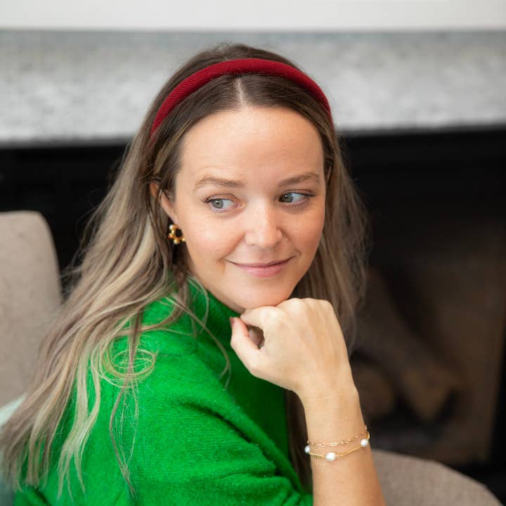 Headbands of Hope | One Purchased One Donated – wholesale Fashion headband – women's – Padded Thin Velvet Headband - Crimson Red5