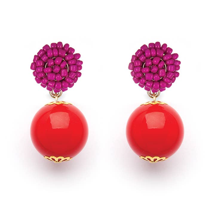 Seed Bead Earrings - Candy - Red for wholesale by Fornash