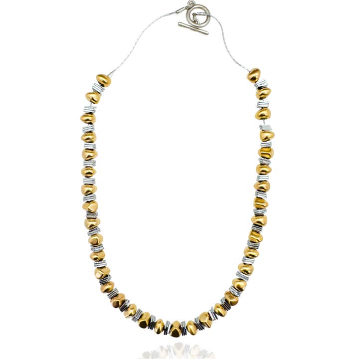 N2037-Korte ketting met geplaatste kralen voor wholesale door Niv Jewelry