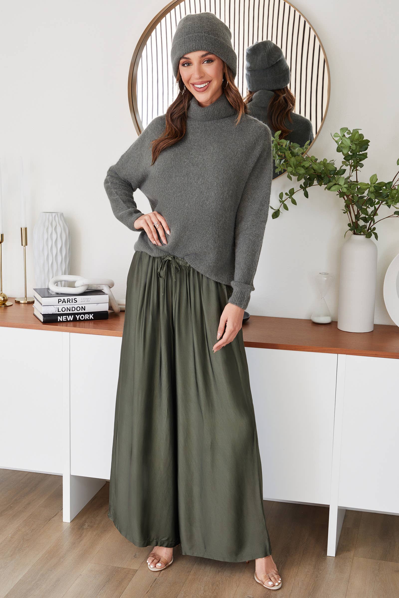 MILIO MILANO – wholesale Pants – Women's – SILKY WIDE LEG PANTS (11505)3