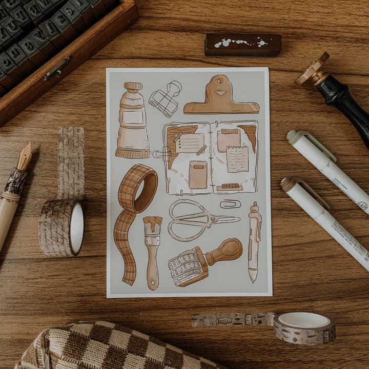 Stationery Items Art Print for wholesale by Savannah Scribbles Shop