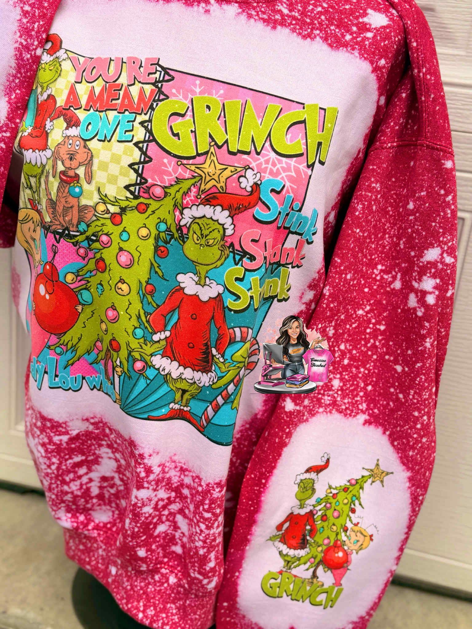 Tennessee Bleached - Vendita all'ingrosso Felpa stampata - Donna - Green Guy | Felpa di Natale | Mean One | Sbiancato2