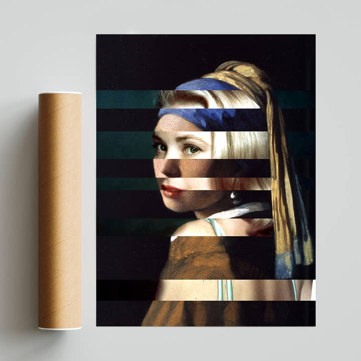 « La fille à la boucle d'oreille en perles » de Mashup Vermeer | Grace Kelly pour la vente par Luigi Tarini Graphic Artist