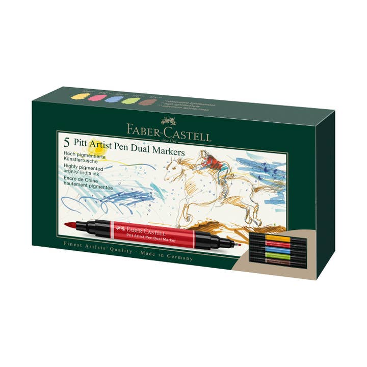 Pitt Artist Pen Dual Markers, Wallet of 5 for wholesale by Faber-Castell / Creativity for Kids