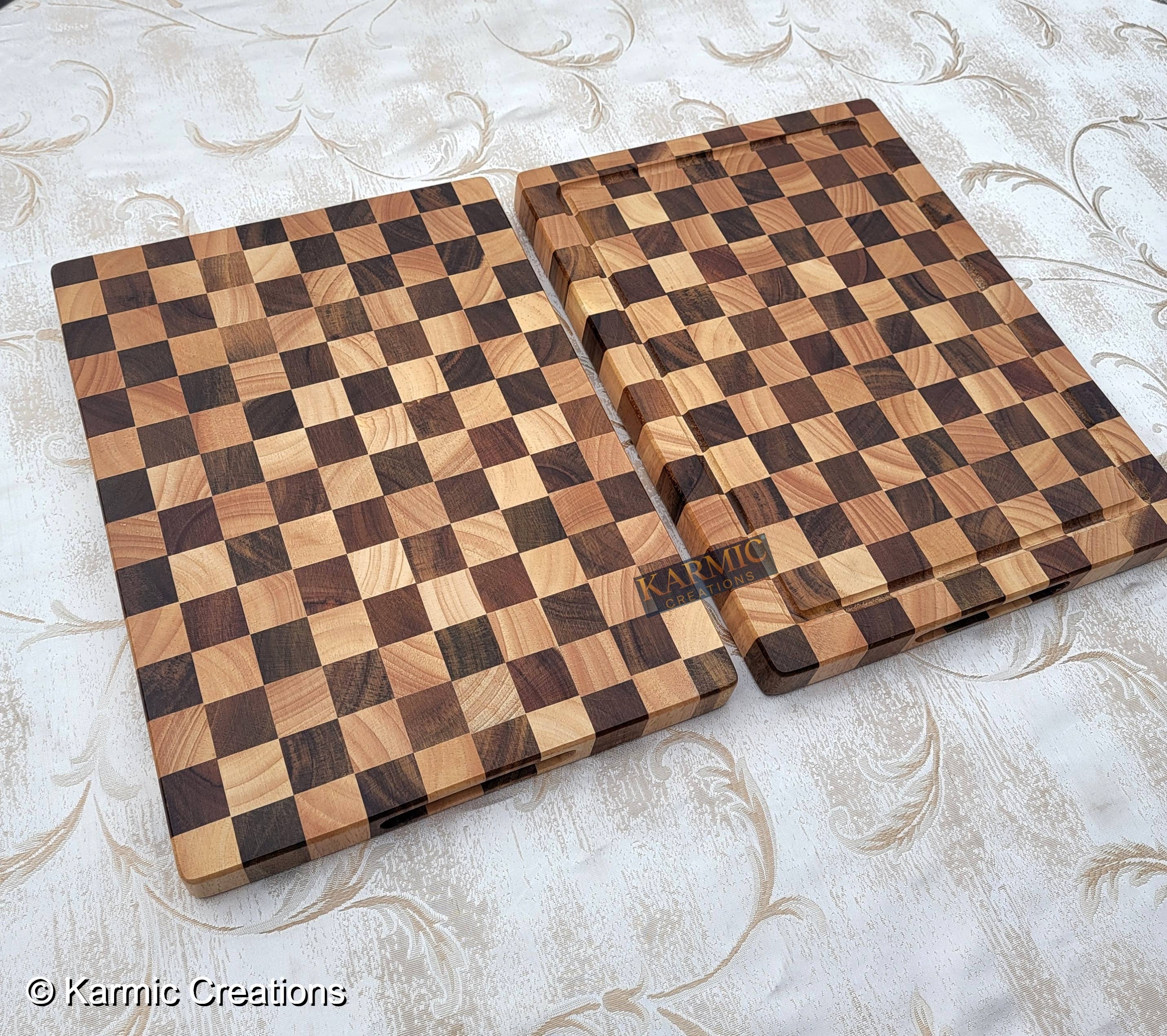 Karmic Creations - Wholesale Cutting Board - End Grain Checkered Cutting Board (Kitchen Size & BBQ Size)6
