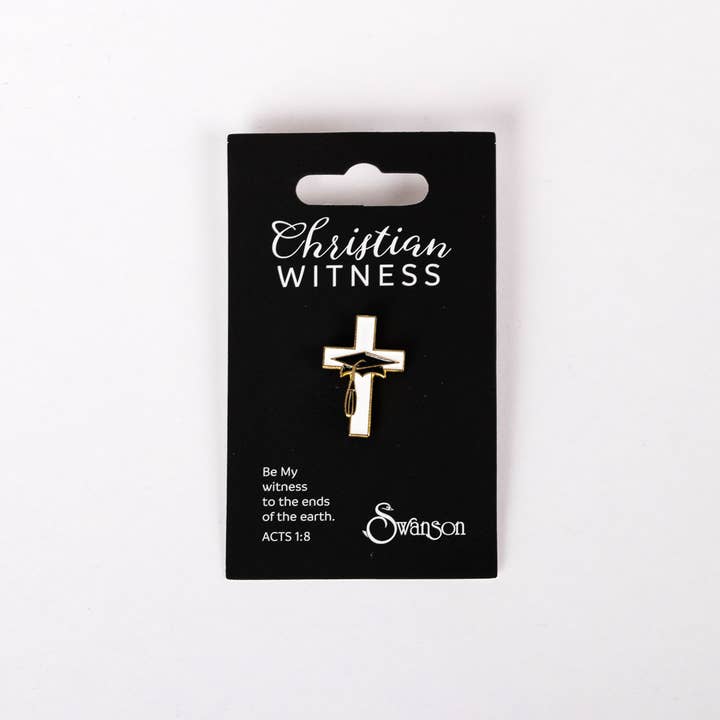 Swanson Christian Products - Wholesale Lapel Pin/Button - Lapel Pin Cross W/Graduation Cap - Pack of 62