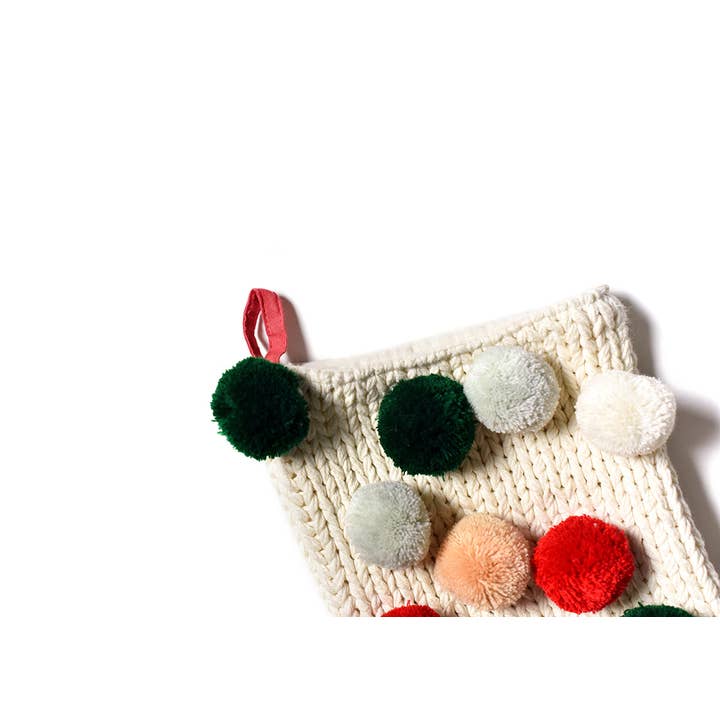 Coton Colors - Wholesale Holiday Stocking - Ecru Knit Stocking with Pom Poms3