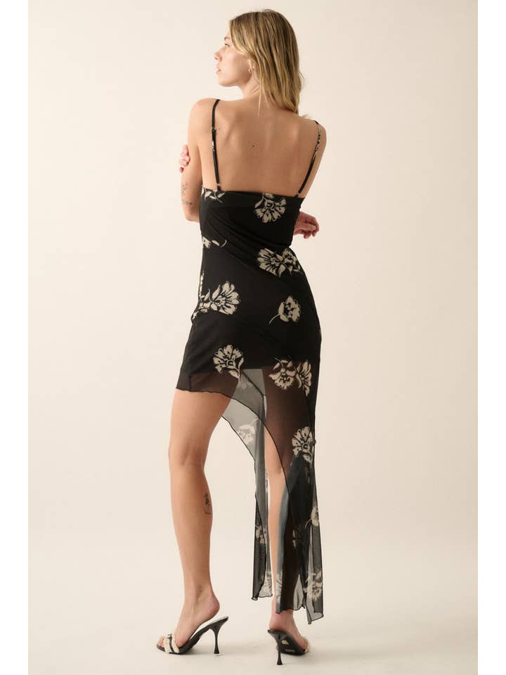 Promesa USA - Wholesale Dress - Women's - Floral Asymmetrical Hem Knit Mini Dress7