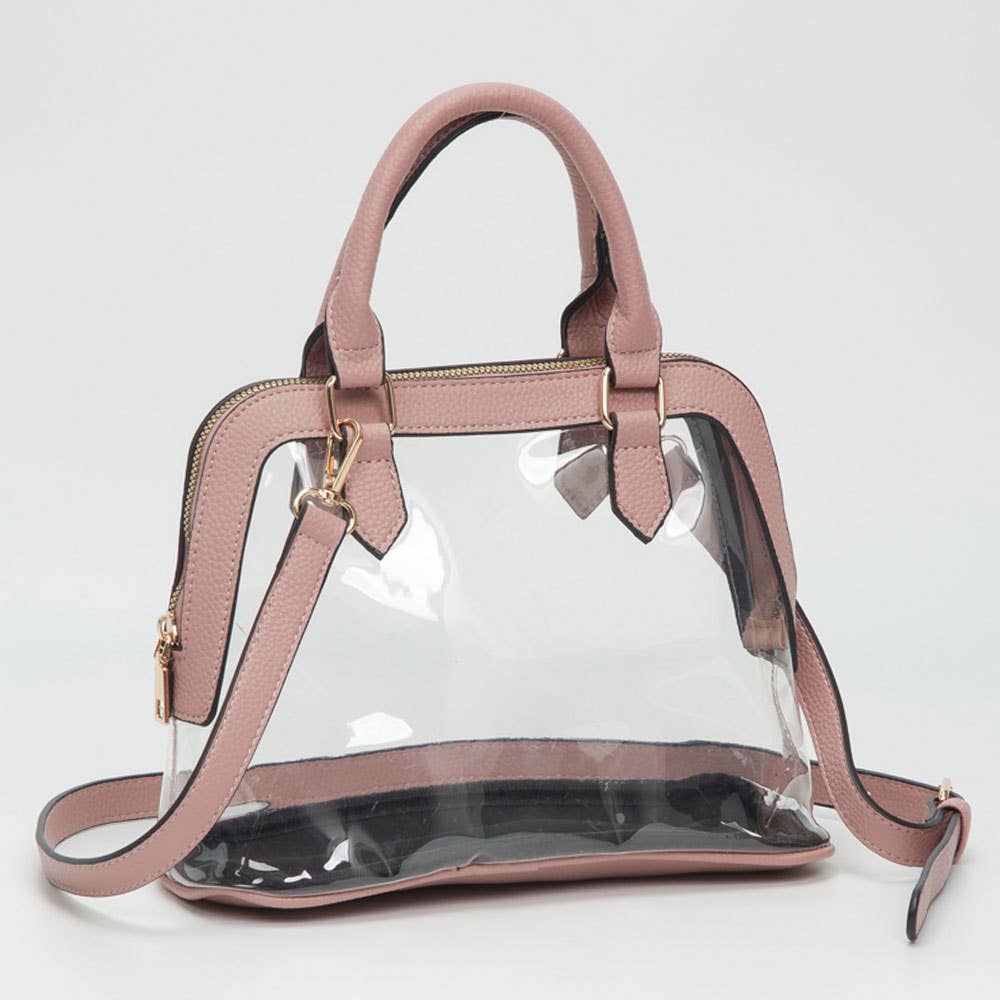Sensibling Corp. - Vente Sac à main avec poignée sur le dessus – femme - Sac à main structuré transparent avec garniture en similicuir / Sac bandoulière5