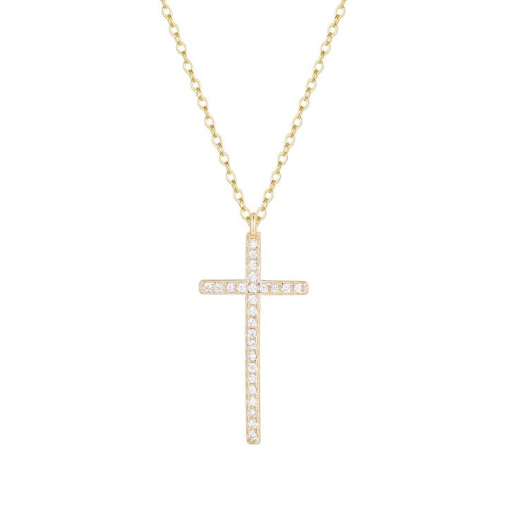 Long Cross Necklace With Crystals for wholesale by Kamaria Jewelry