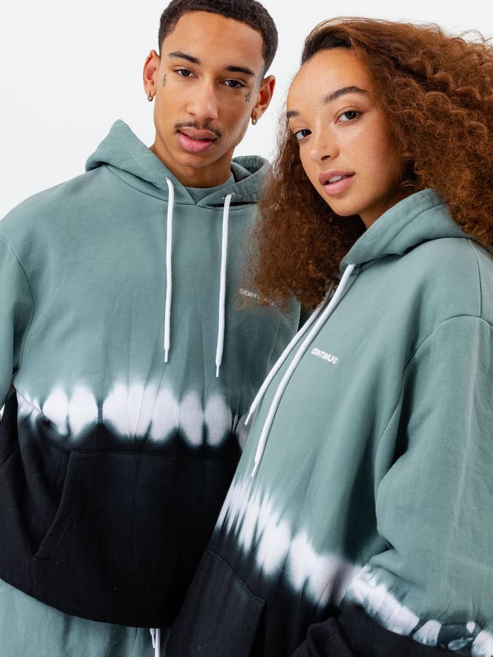 SWEAT À CAPUCHE OVERSIZE TIE DYE VERT CONTINU8 pour la vente par Continu8