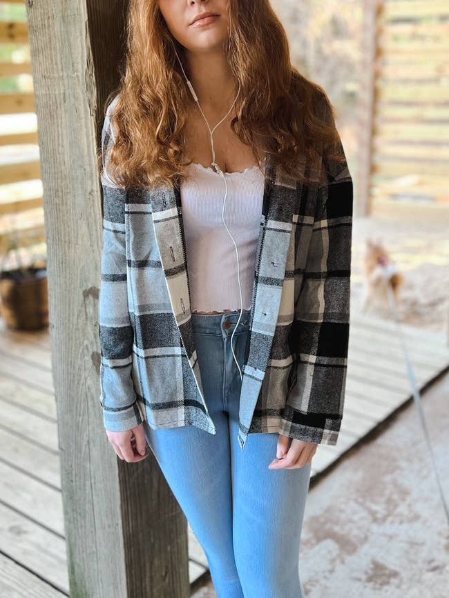 OBX Prep - Vente Veste-chemise – femme - Veste en flanelle à carreaux de marque OBX en noir et rose