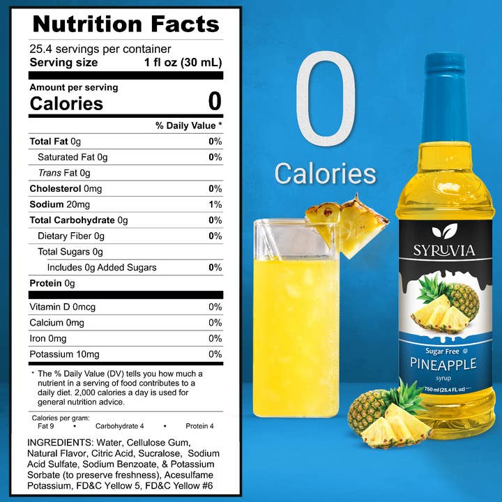 Syruvia - Wholesale Cocktail Mix/Syrup - Sugar-Free Pineapple Syrup