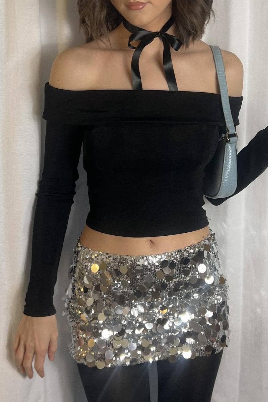 Rosa Clothing - Wholesale Skirt - Women's - Christmas Party large Sequin low rise mini skirt2