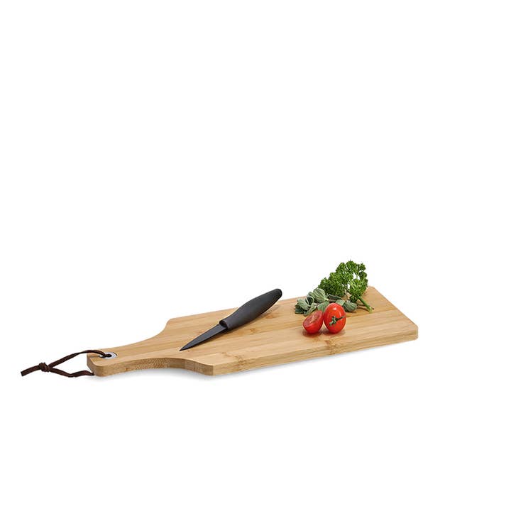 natuur Snij- en serveerplank van bamboe met handvat voor groothandel op Faire5