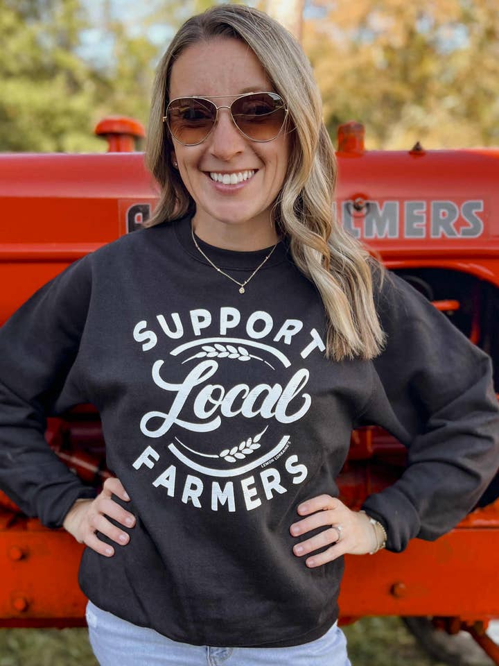 Lemon Lorraine's LLC - Wholesale Graphic Sweatshirt - Women's - SUPPORT LOCAL FARMERS - Sweatshirt